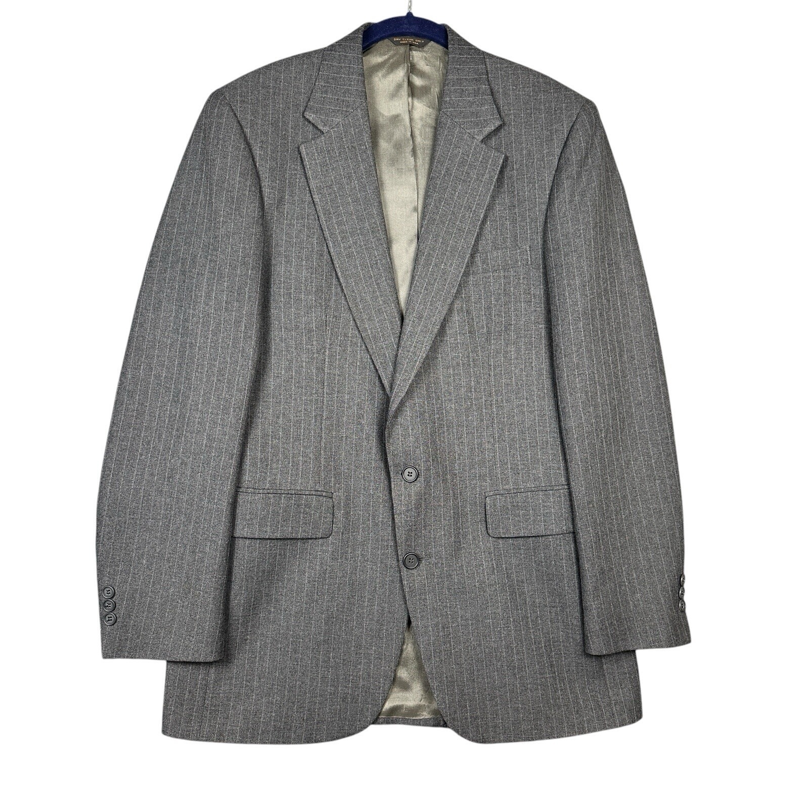Highland Park Suit Blazer Sport Coat Size 40l Gray Stripe 2 Button Lined Usa — image 4 of 8